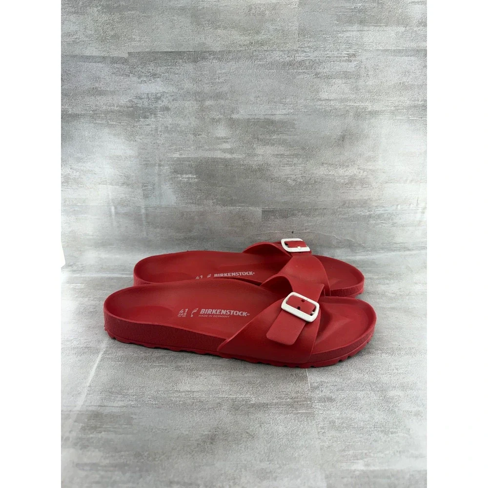 Birkenstock Madrid EVA Red Slide Sandals Waterproof White Buckle Men 8 Womens 10